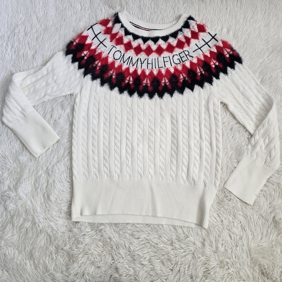 Tommy Hilfiger Women's Fair Isle Crewneck Cable Knit Winter Sweater NWT Medium - Picture 12 of 12